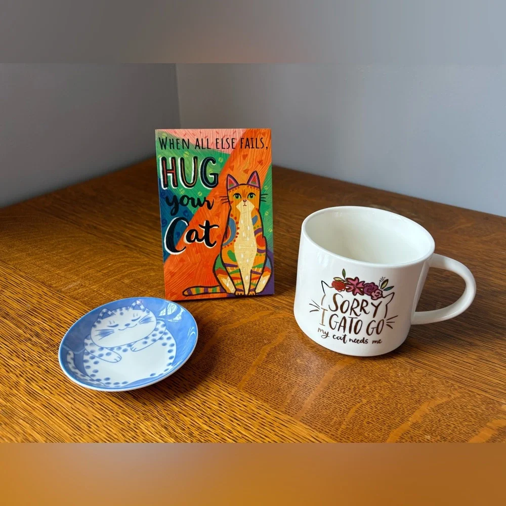 Cat Bundle Mug Plate Dish Decor Home Kitchen Decorations Bright Fun Kitty Animal
